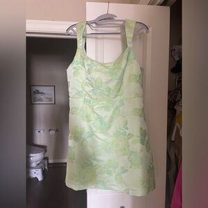 Lulus green satin jacquard mini dress